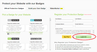 Mendaftarkan Blog di DMCA Protection