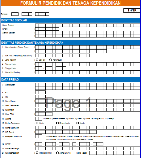 gambar formulir PTK dapodik versi 2016