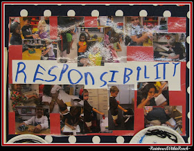 photo of: Photograph collage of kindergarten children enacting positive behavior Traits