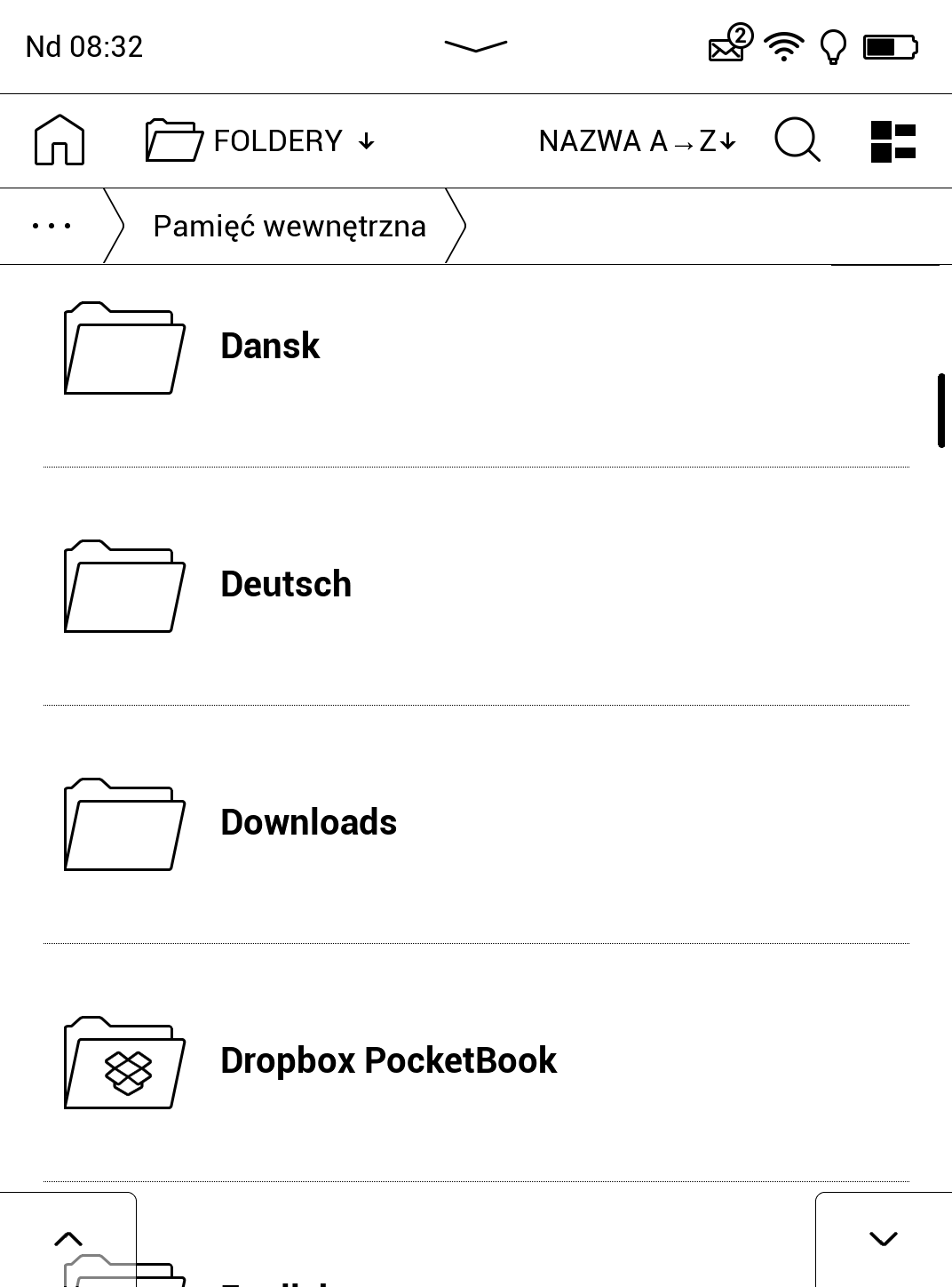 Folder /Drobpox PocketBook w pamięci czytnika PocketBook Color 633