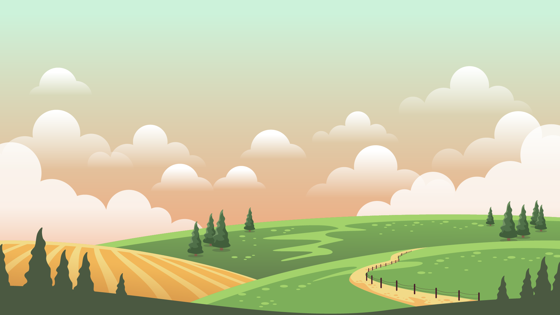 beautiful farm field bucolic landscape wallpaper 4k