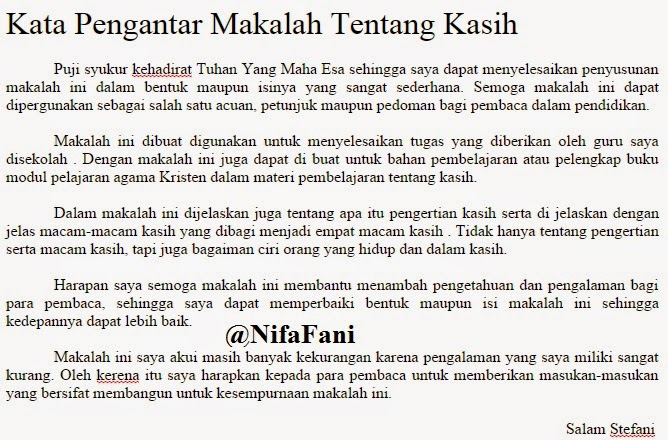 Contoh Kata Pengantar Makalah Agama Kristen  @NifaFani