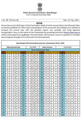 WBCS PRELIMINARY 2021 ANSWER