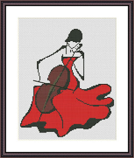 Lady in red cross stitch design - Tango Stitch