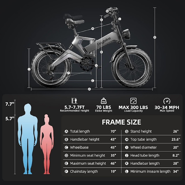 EUY Folding Fat Tire Full Suspension Electric Mountain Bike MountainBikes