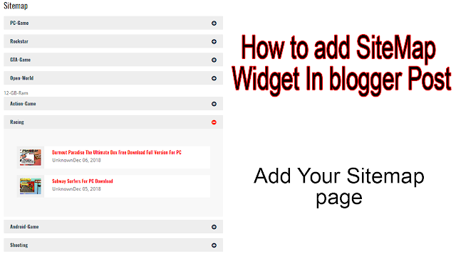 How To Add SiteMap Widget In Blogger Post