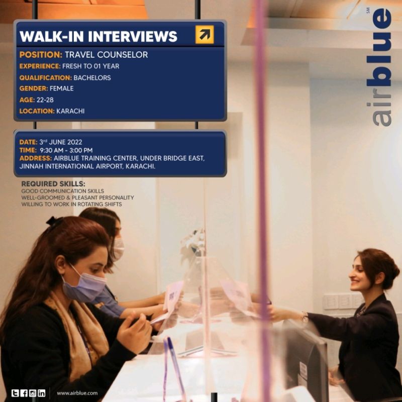 Walk In Interview Air Blue Pakistan 2022