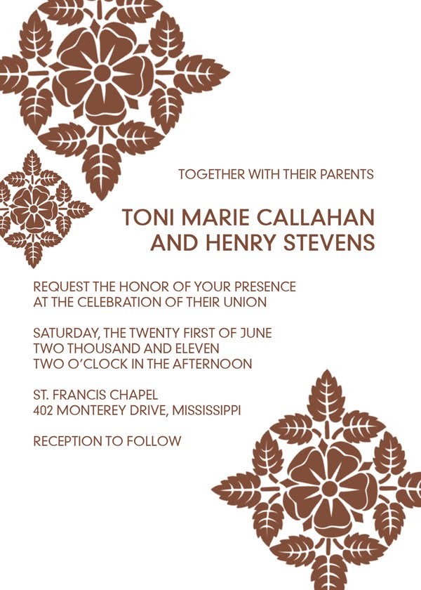 This is a free printable invitation perfect for weddings that has a brown