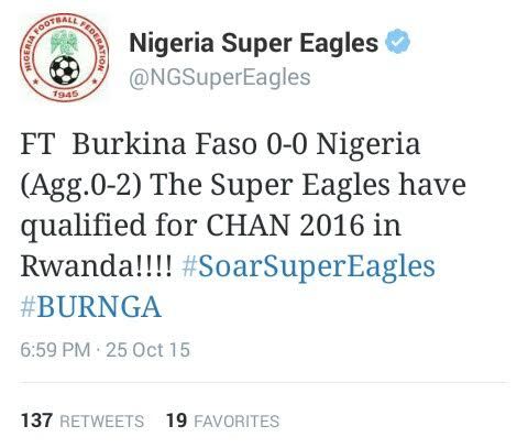 Sports: Super Eagles qualify for African Nations Championship 2016 