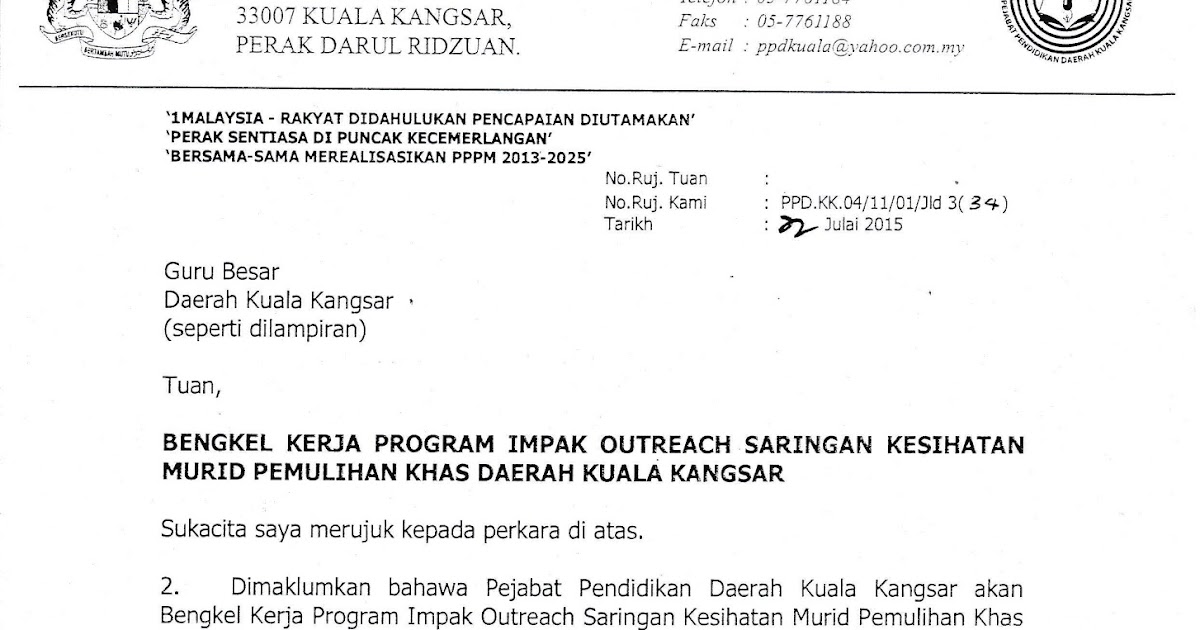 BENGKEL KERJA PROGRAM IMPAK OUTREACH SARINGAN KESIHATAN MURID ...