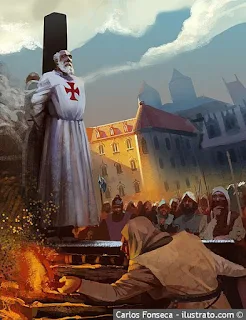 Jacques de Molay, grand maître du Temple, brûlé vif pour hérésie