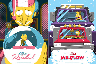 The Simpsons “Mr. Plow” & “Rosebud” Screen Prints by Florey x Bottleneck Gallery