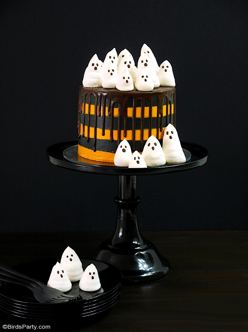 Halloween Chocolate Orange Layer Cake With Meringue Ghosts Party Ideas Party Printables Blog