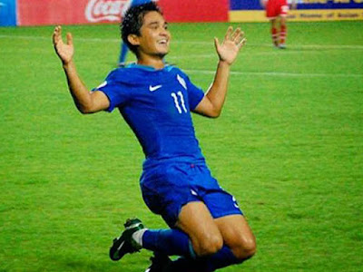 footballer sunil chhetri at football grounds