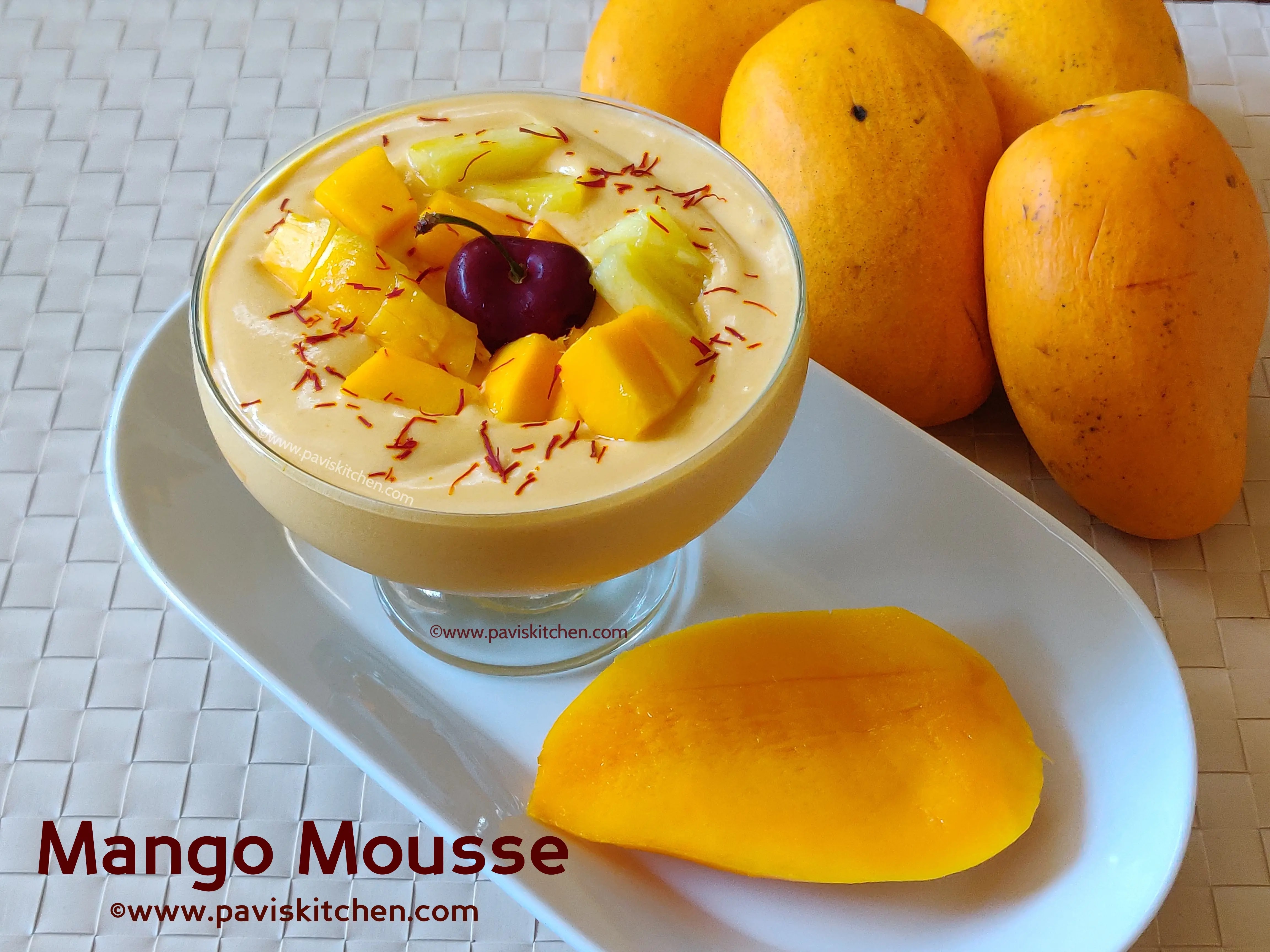 Mango mousse recipe - Indian style | Eggless mango mousse with mango pulp | 3 ingredient mango mousse dessert