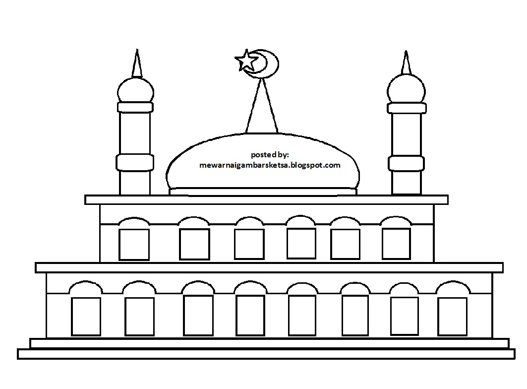 Mewarnai Gambar Mewarnai Gambar Sketsa Masjid 21