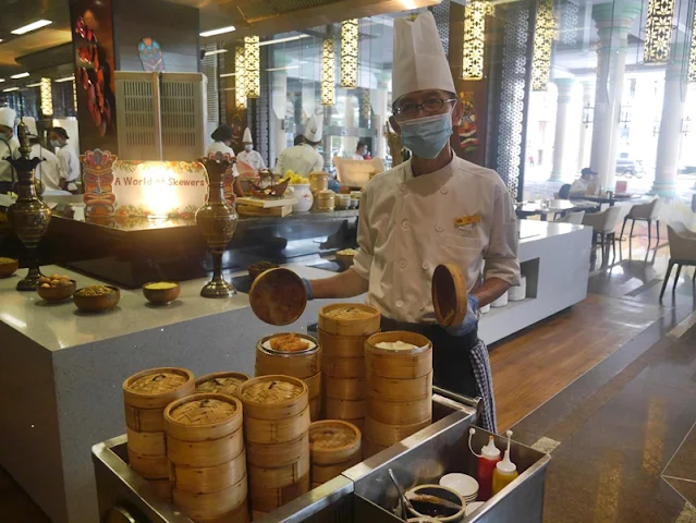 Dim Sum pushed around on a trolley