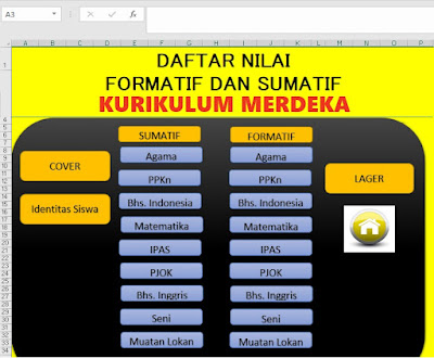 Daftar Nilai Formatif dan Sumatif Kurikulum Merdeka Format Excel !