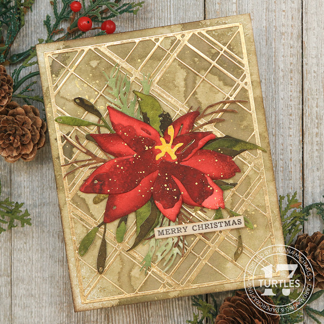 Merry Christmas Card by Juliana Michaels featuring Tim Holtz Holiday Brushstroke 3 and Layered Plaid Thinlits