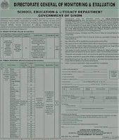 Government Jobs at school education & Monitoring & Evaluation in Sindh 2023