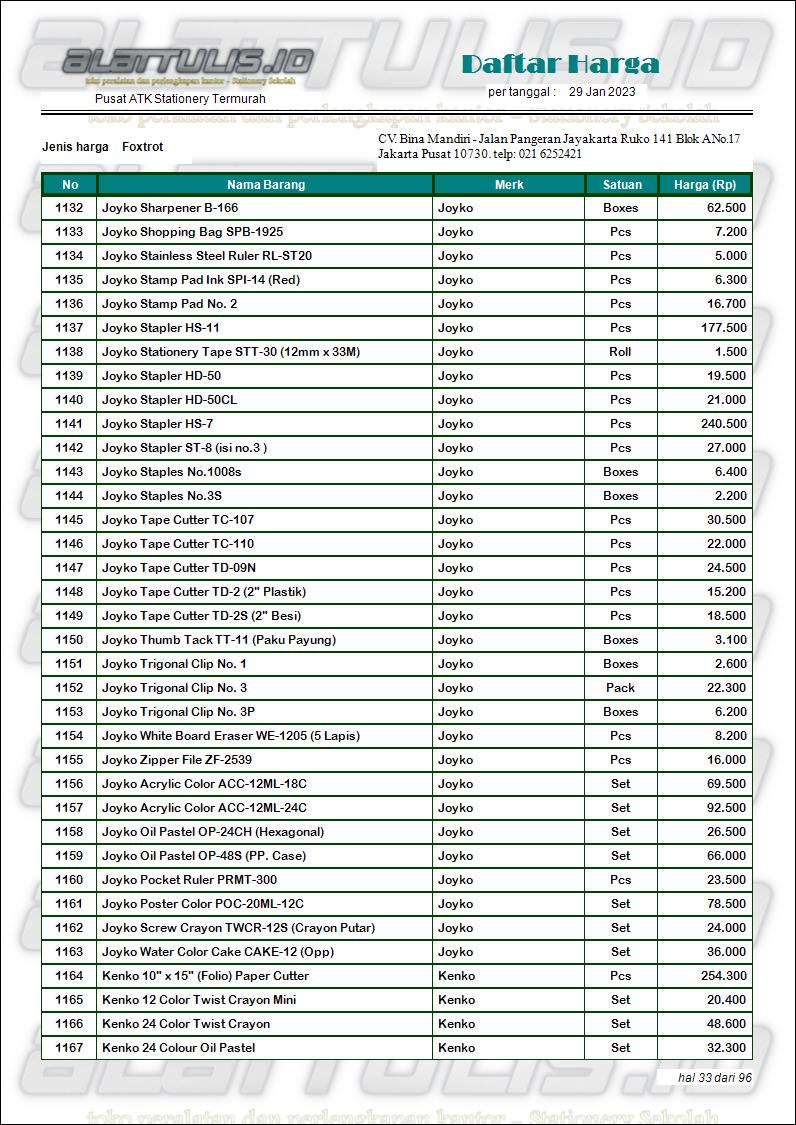 daftar harga alat tulis terbaru 2023 toko atk alattulis.id