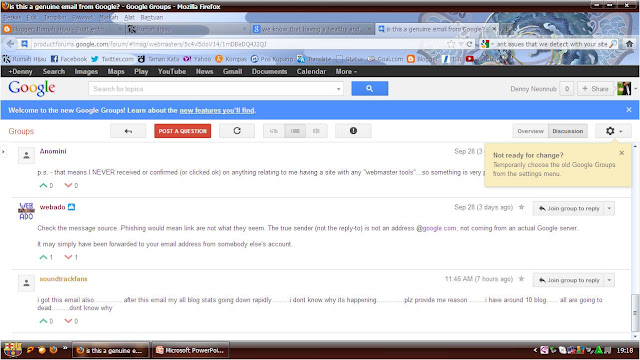 Email Notifications form Google Webmaster Tools