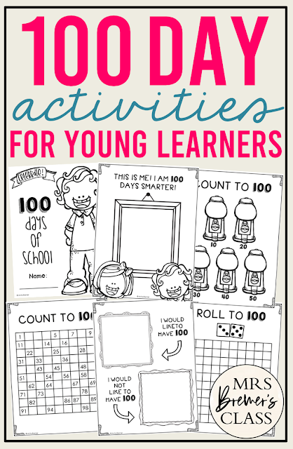 100 Day Activities to celebrate the 100th day of school for Kindergarten and First Grade