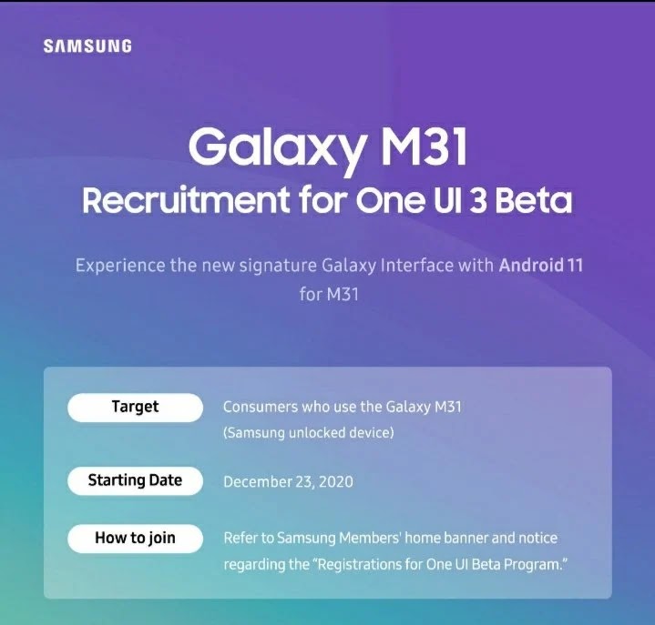 samsung one ui 3.0 beta version for m31