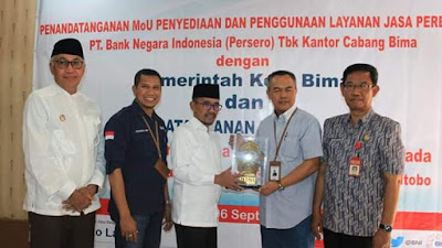 Walikota Teken MoU Penyediaan dan Penggunaan Layanan Jasa Perbankan PT BNI (Tbk) Cabang Bima 