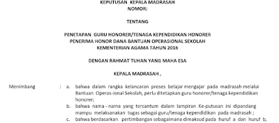 Sk Pengangkatan Guru Honorer Format Doc 2016/2017