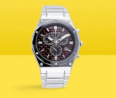 Croton chronograph carbinox titan watch with yellow background