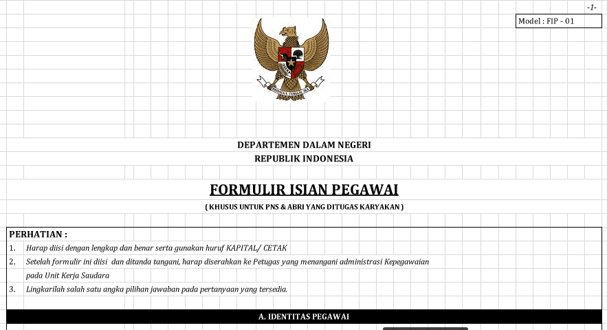 Download Formulir Isian Data Pegawai Format xlsx Terbaru 