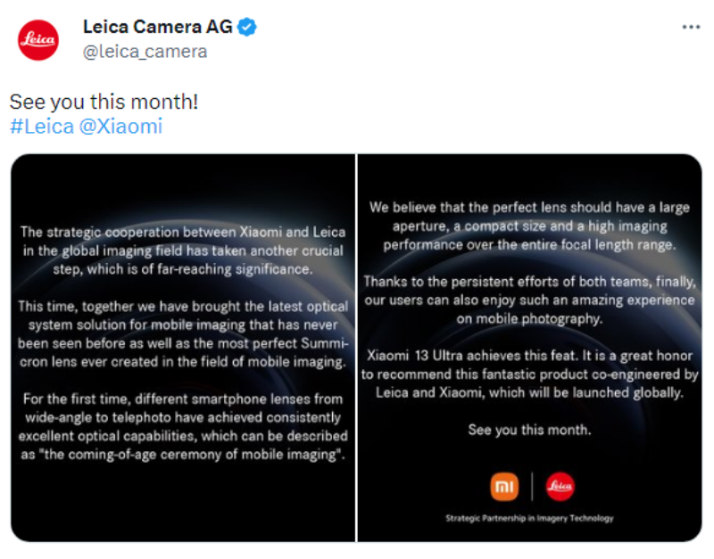 Xiaomi 13 Ultra with Leica optics to launch this April!