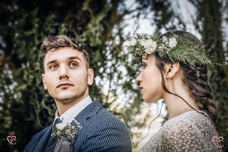 Winter elopement, a Chieri,in Italian un bosco di cipressi