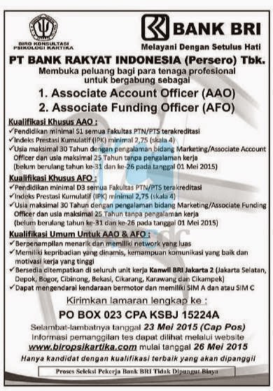 PT Bank Rakyat Indonesia (Persero) Tbk - D3, S1 Fresh 