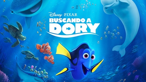 cartel de Buscando a Dory con los personajes 