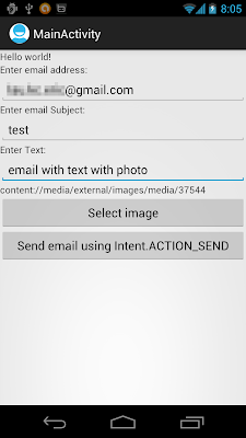 Send email with Image by starting activity using Intent of ACTION_SEND