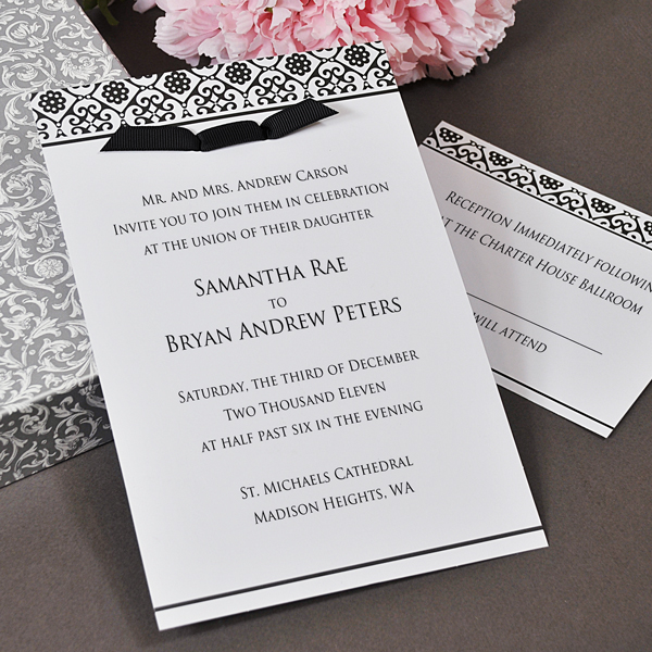 Our Black White Damask Wedding Invitations Kit will make the perfect