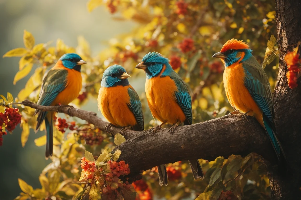 Birds on a tree branch