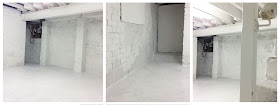 white walls, studio space, basement renovation, basement studio, basement decor, whitewashed walls, all white everything, renovation, DIY