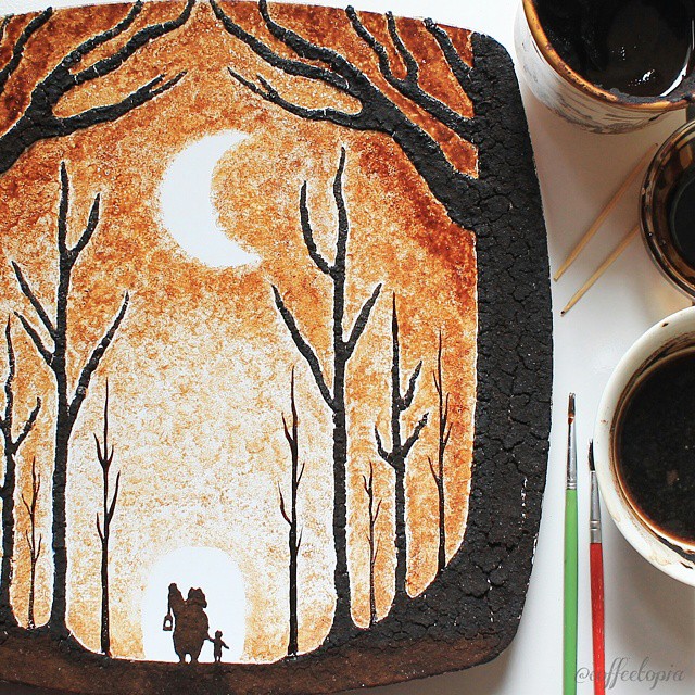 Artista elabora belíssimas pinturas com café