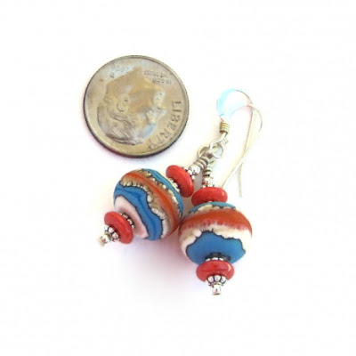 coral turquoise blue ivory southwest lampwork jewelry gift for her