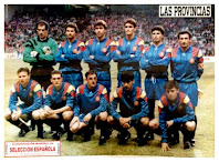 Selección de ESPAÑA - Temporada 1992-93 - Zubizarreta, Giner, Julio Salinas, Aldana, Alcorta y Beguiristáin; Cristóbal, Amor, Ferrer, Guardiola y Toni - DINAMARCA 1 (Povlsen), ESPAÑA 0 - 31/03/1993 - Mundial de Estados Unidos 1994, clasificación - Copenhague (Dinamarca), estadio Parken - Alineación: Zubizarreta; Cristóbal, Alcorta, Giner, Toni (Goicoechea, 55'); Ferrer, Aldana, Amor, Guardiola (Nadal, 46'); Julio Salinas y Beguiristáin