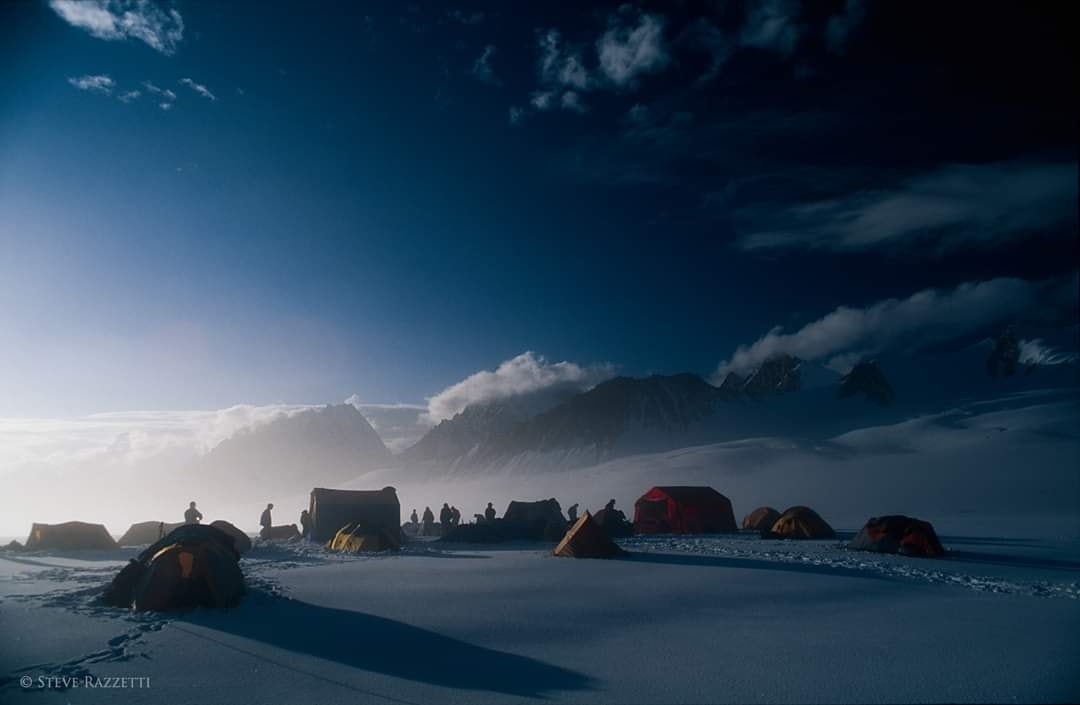 Hispar La Hispar valley Nagar Gilgit Baltistan Pakistan Camp in Hispar La. Hispar glacier. Mountaineer valley in Gilgit Baltistan