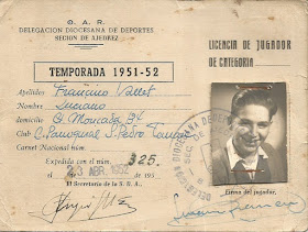 Licencia de jugador de Lucien Francino, temporada 1951-52