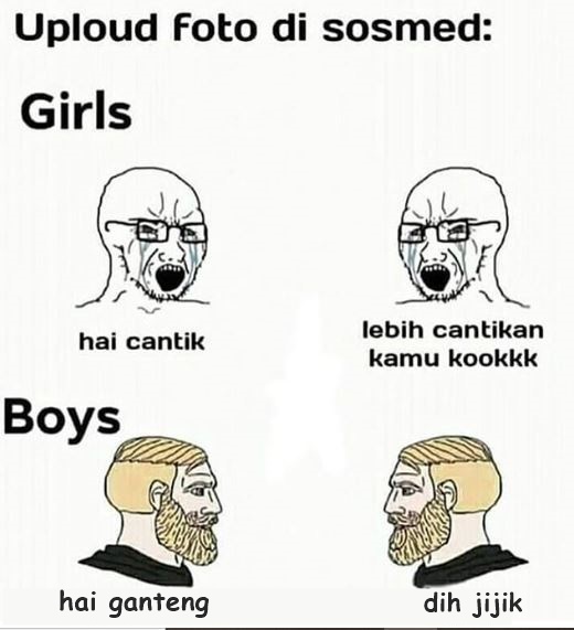 7 Meme Lucu 'Beda Postingan Cowok dan Cewek di Medsos' Ini Kocak Banget