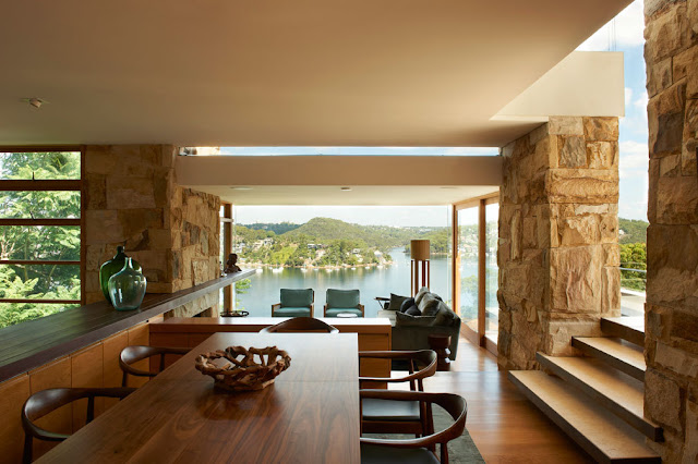 Modern dining room with the bay views