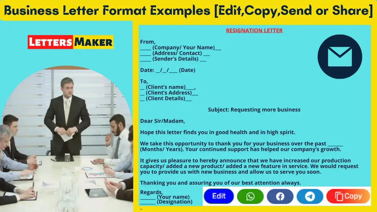 Business Letter Format Examples [Edit,Copy,Send or Share]