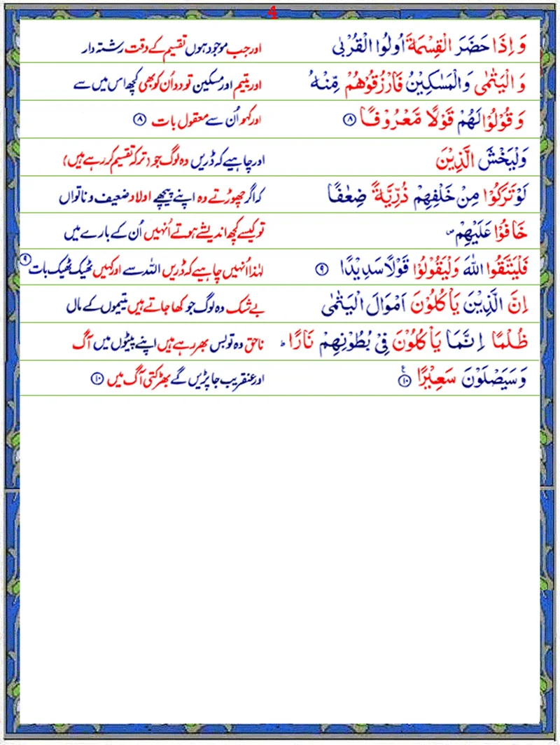 Surah An Nisa  with Urdu Translation,Quran,Quran with Urdu Translation,Surah An Nisa with Urdu Translation Page 3,