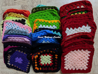 Sweet Nothings Crochet free crochet pattern blog, free crochet pattern for a diamond granny square, photo of the granny squares,